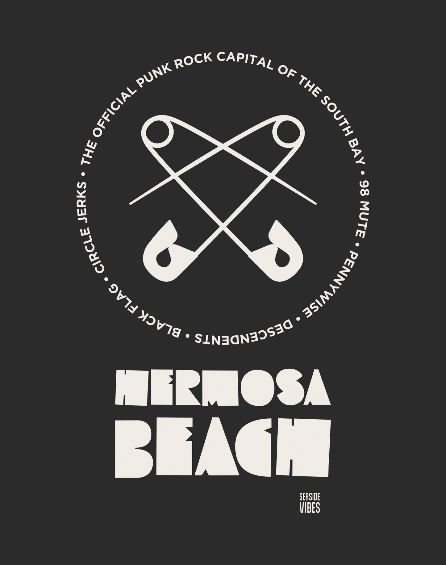 V-Neck: Hermosa Beach Punk Rock Tee - Dark Grey Heather