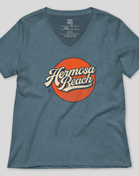V-Neck: Vintage Hermosa Beach Tee | Heather Slate
