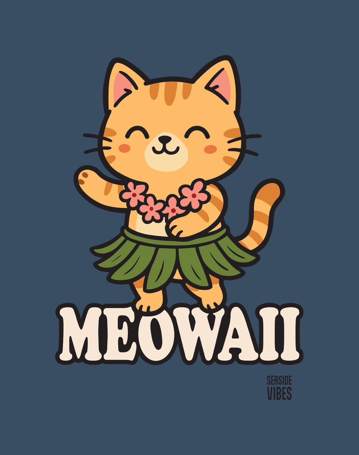 Unisex: Meowaii Tee- 100% Cotton | Midnight