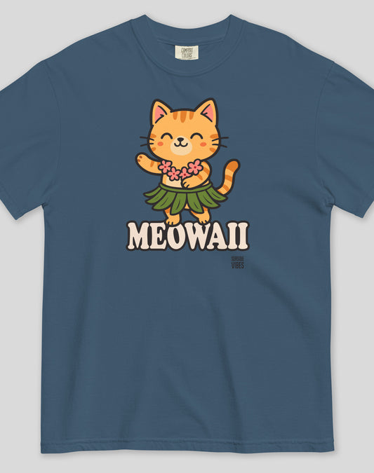 Unisex: Meowaii Tee- 100% Cotton | Midnight