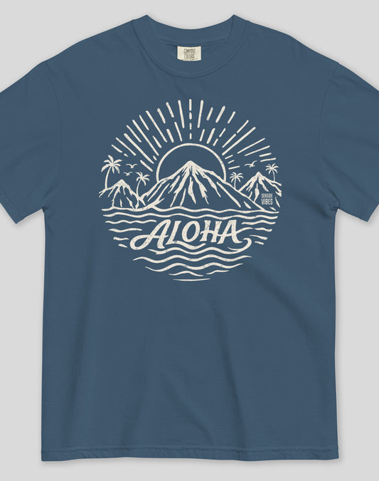 Unisex: Aloha Sunset Tee - 100% Cotton | Midnight