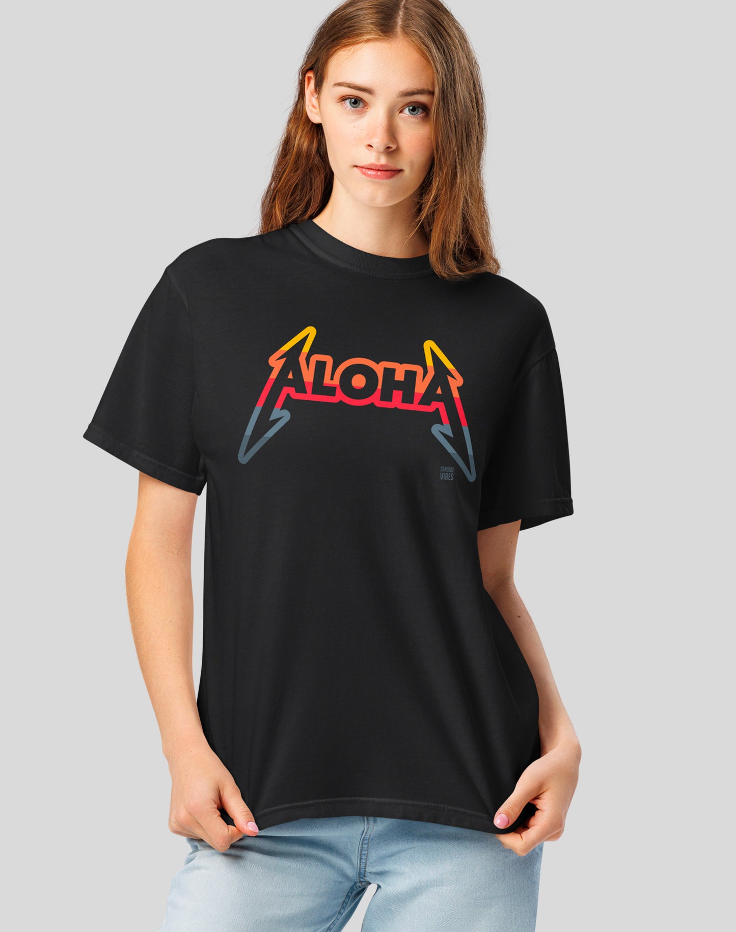 Hawaii Aloha Rocks Sunset Tee- Premium 100% Cotton | Black