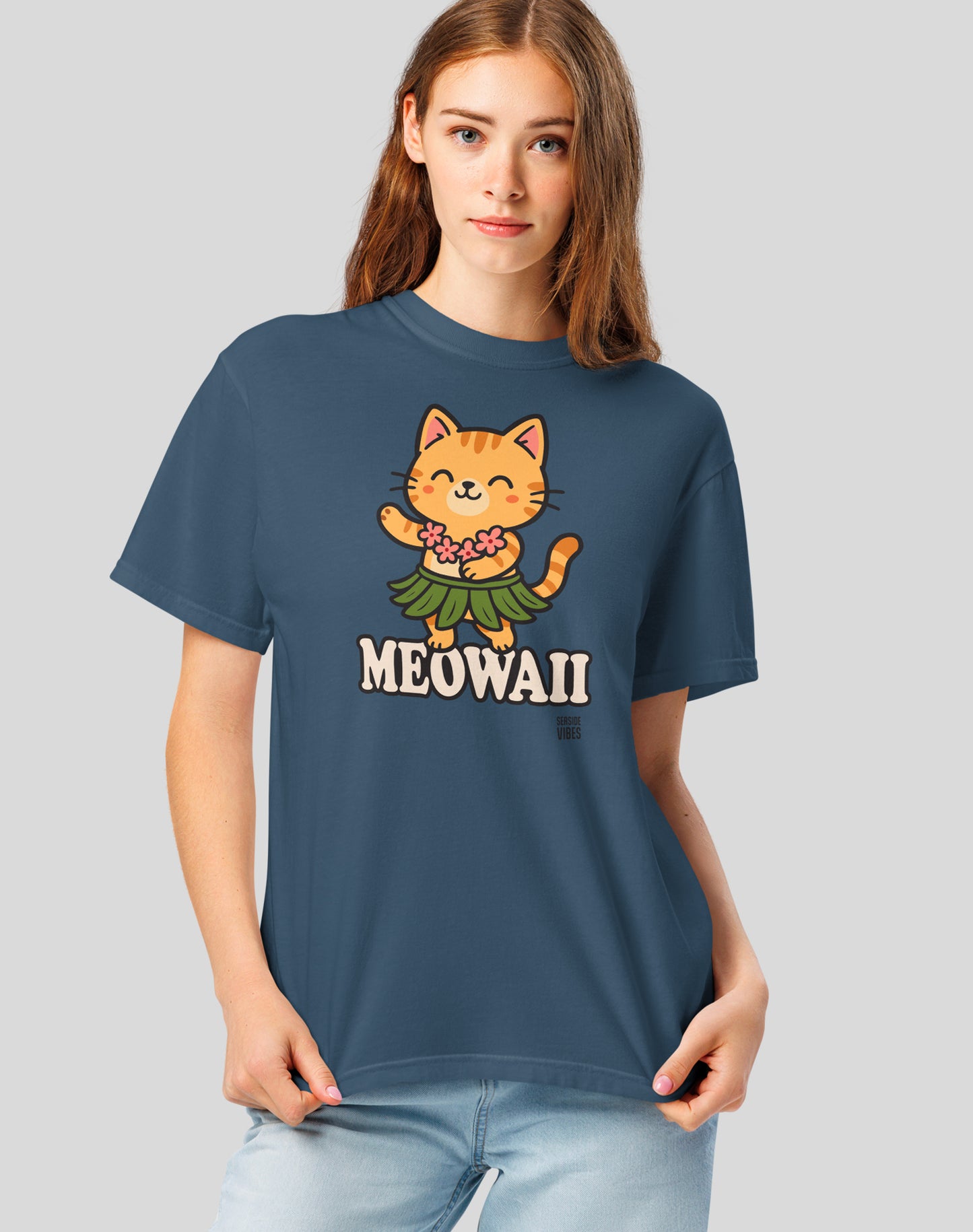 Unisex: Meowaii Tee- 100% Cotton | Midnight
