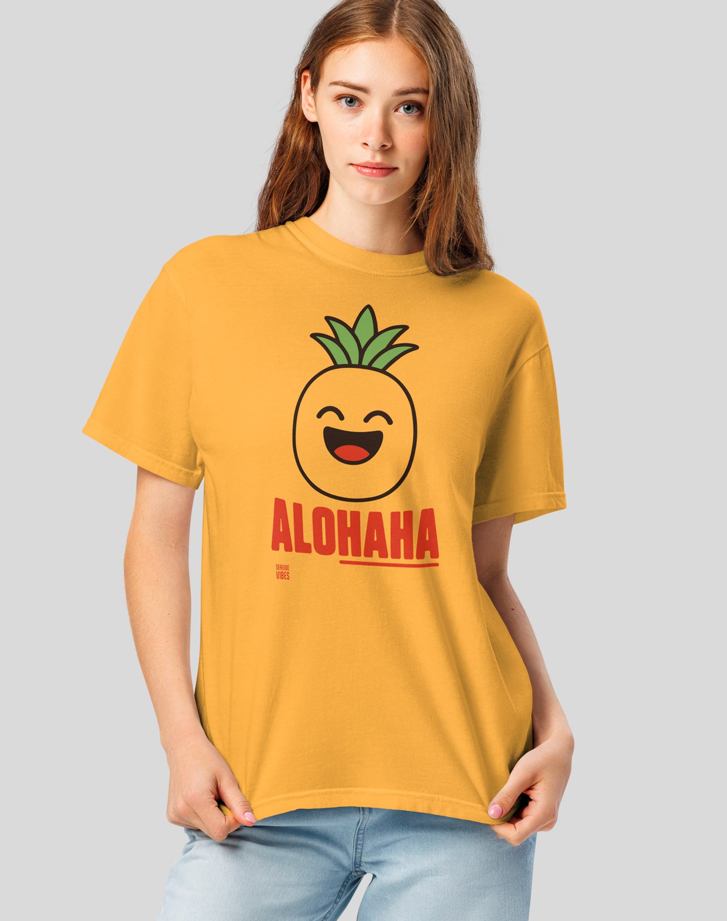 Unisex: AloHAHA Tee - 100% Cotton | Mustard