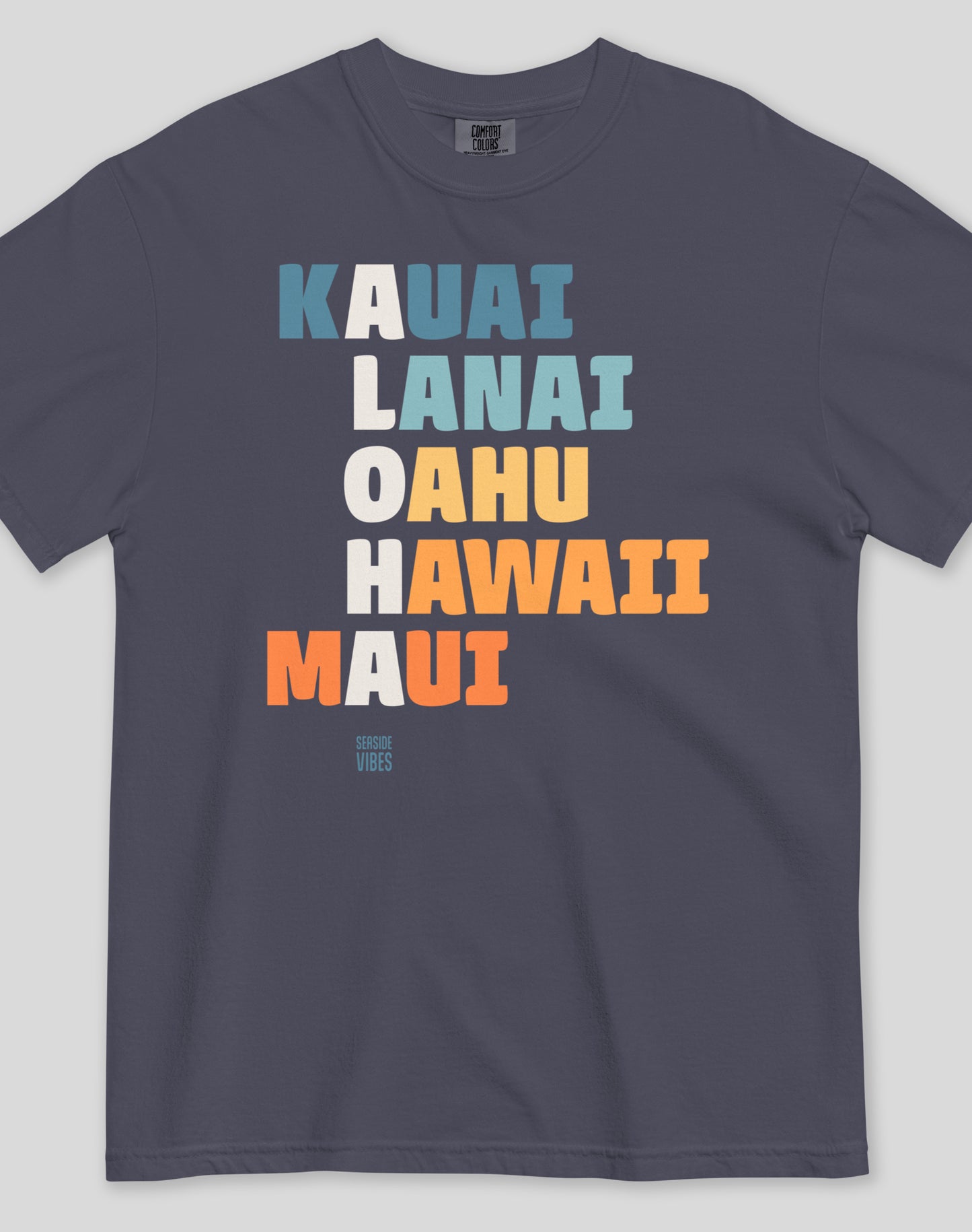 Unisex: ALOHA Tee- 100% Cotton | Navy