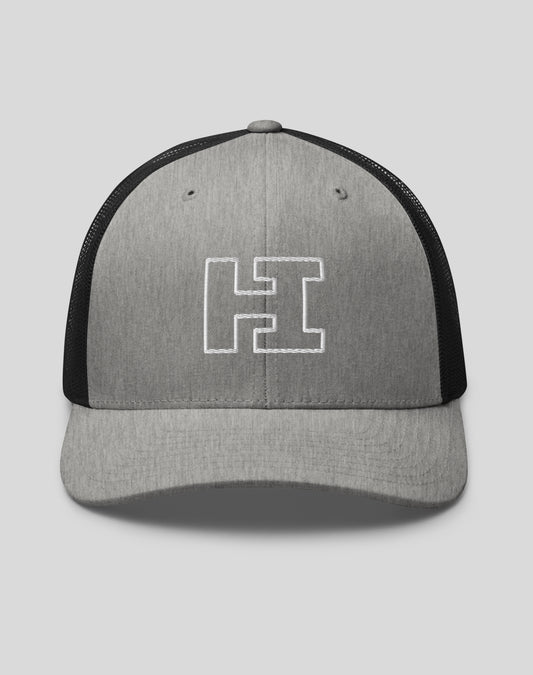 Hawaii "HI" Trucker Hat - Heather / Black