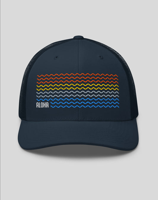 Aloha Sunset Trucker Hat - Navy/Navy