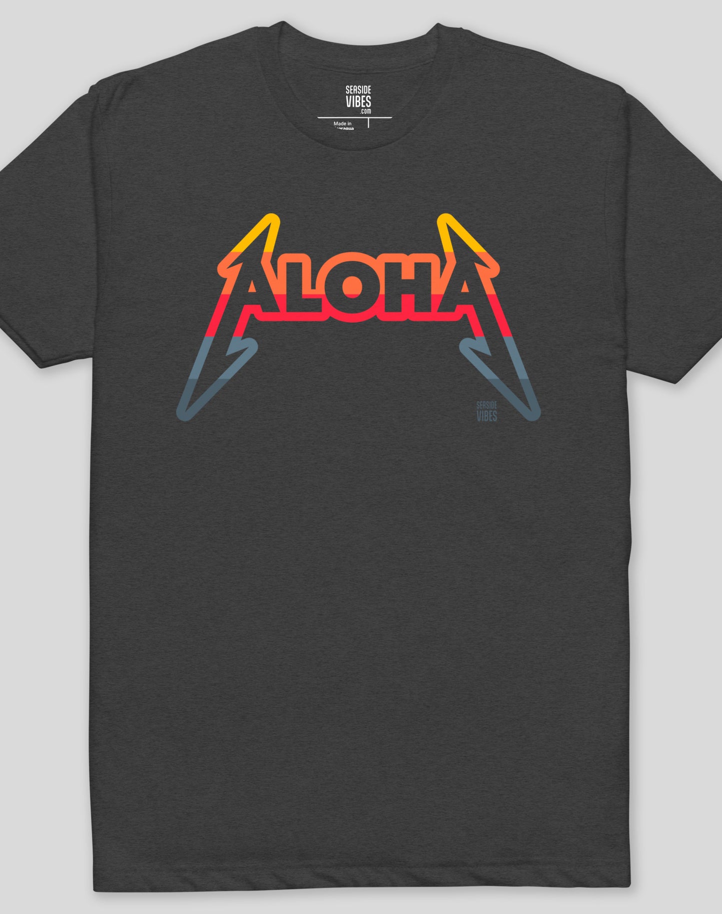 Hawaii Aloha Rocks Sunset Tee - Cotton Blend | Charcoal