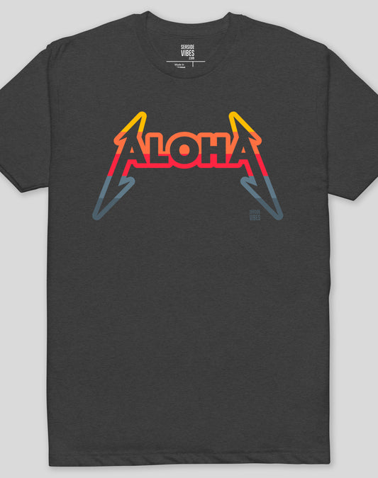 Hawaii Aloha Rocks Sunset Tee - Cotton Blend | Charcoal