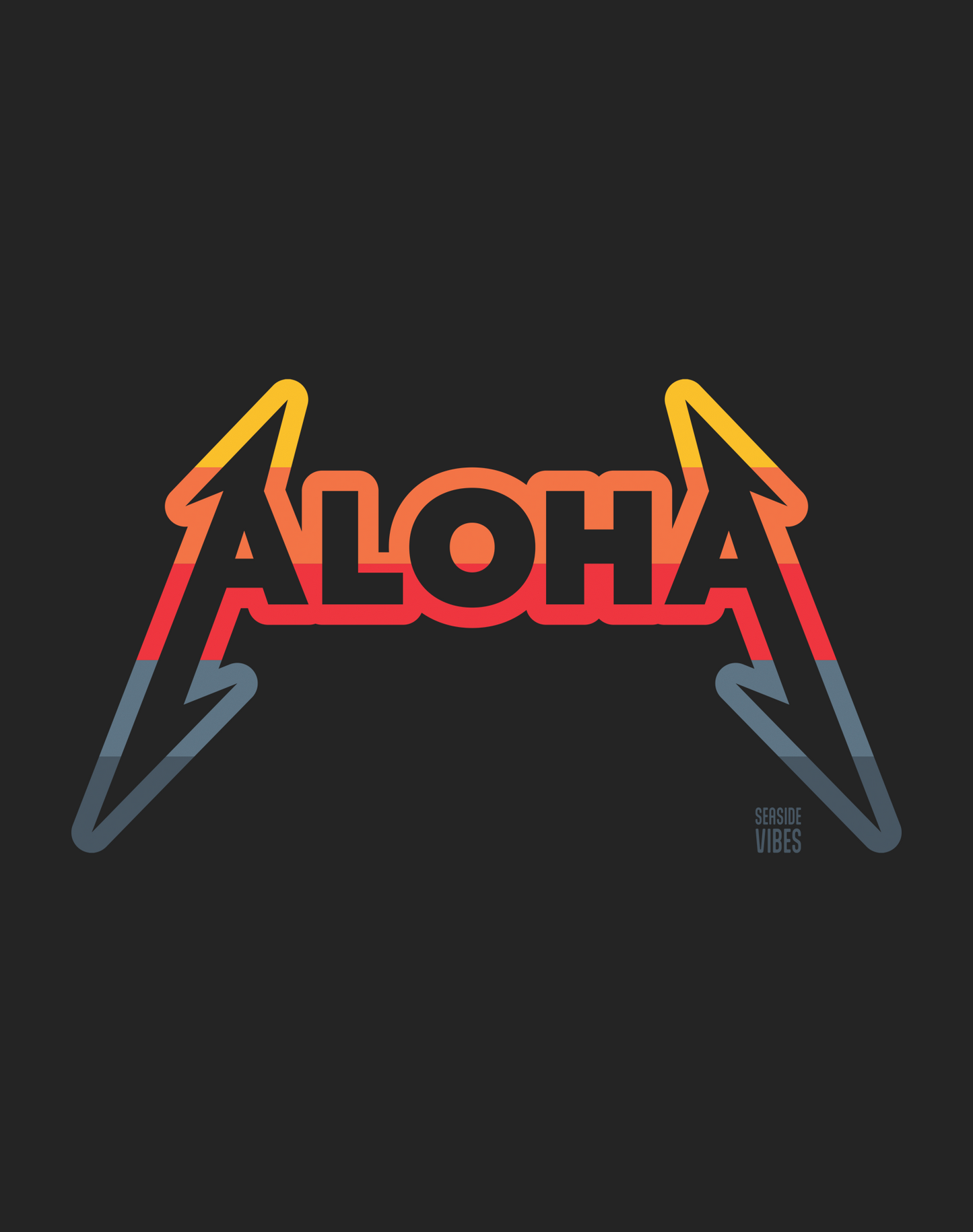 Hawaii Aloha Rocks Sunset Tee - Cotton Blend | Charcoal