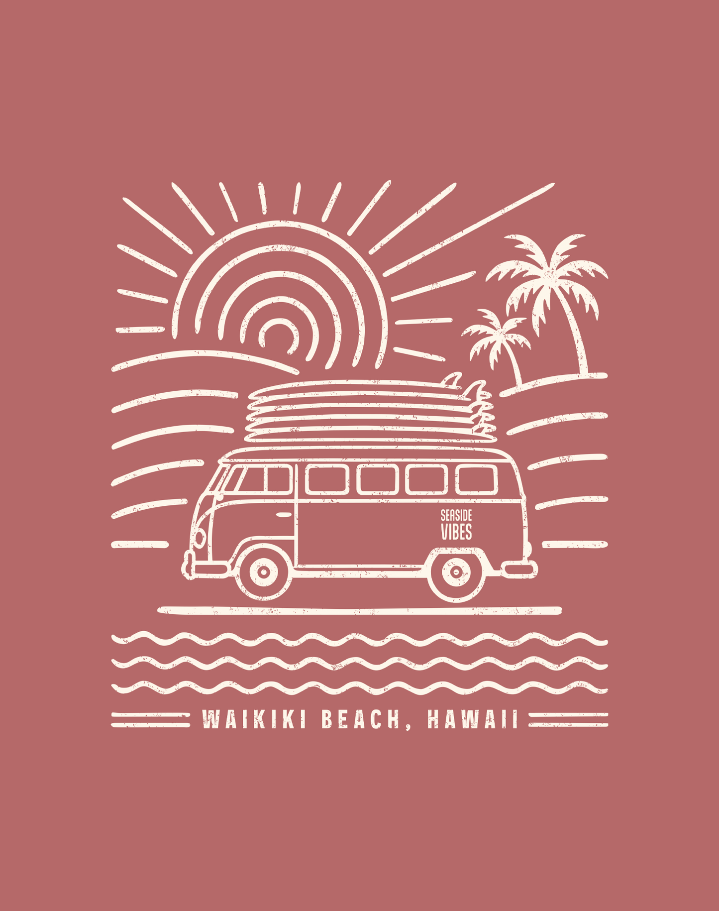 Waikiki Beach Endless Summer Tee - Cotton Blend | Heather Mauve