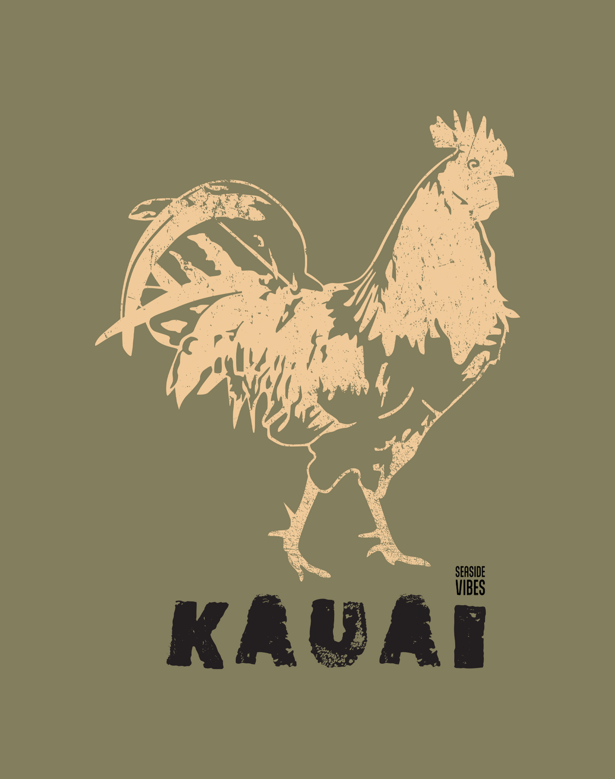 Kauai Locals Only Tee - Cotton Blend | Military Green