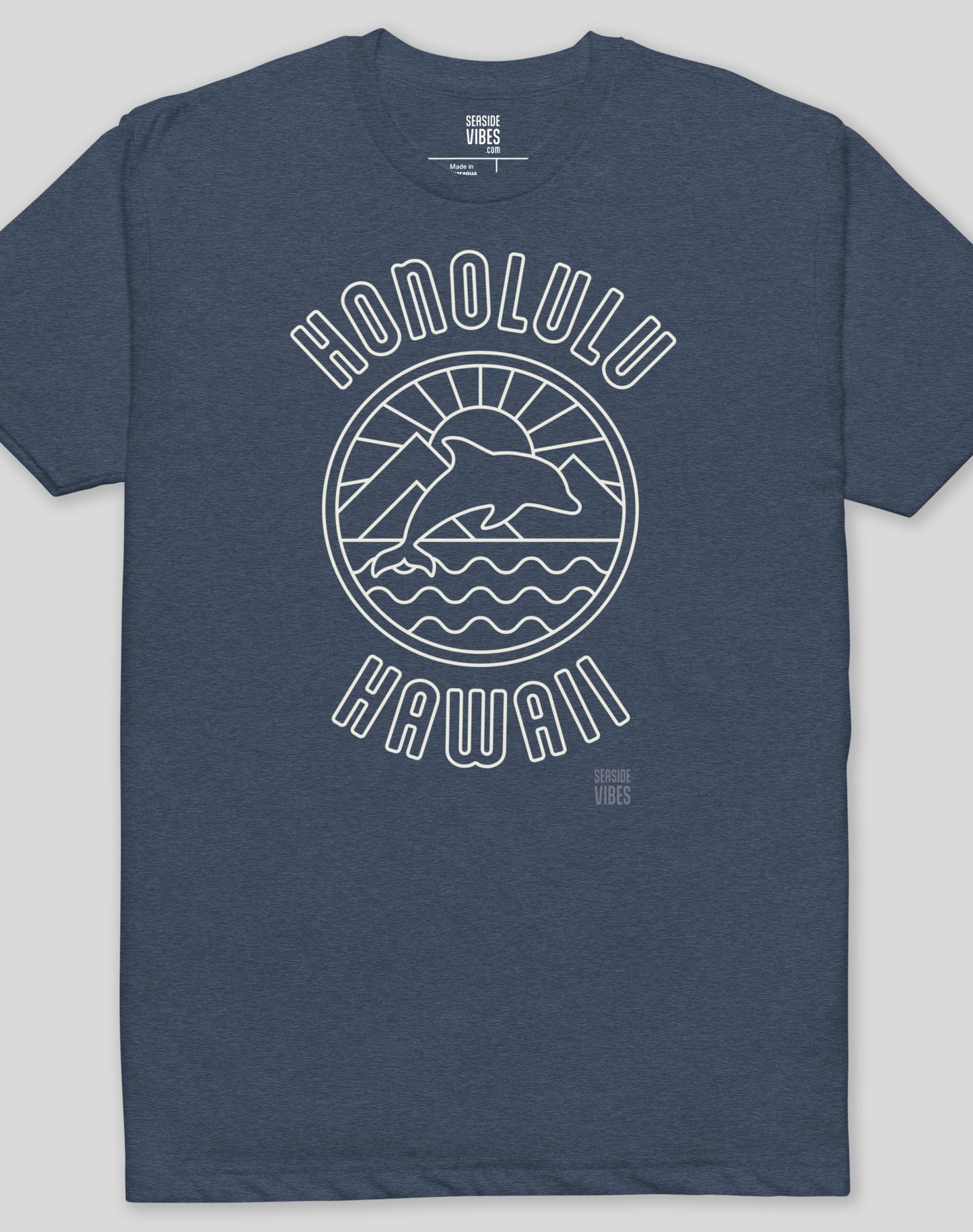 Honolulu Dolphin Sunset Tee - Cotton Blend | Midnight Navy