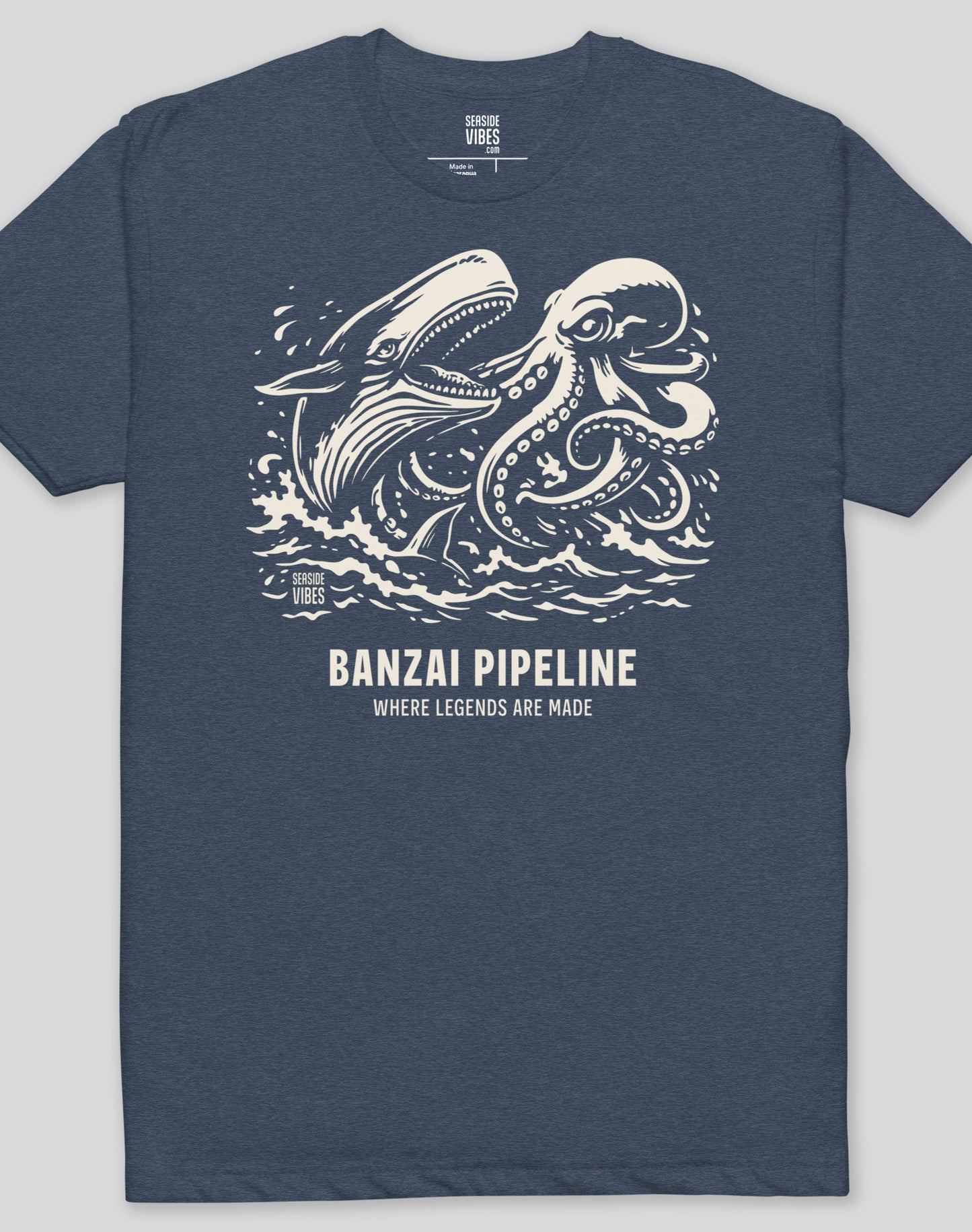 Banzai Pipeline Octopus vs Whale Legends Tee - Cotton Blend | Midnight Navy