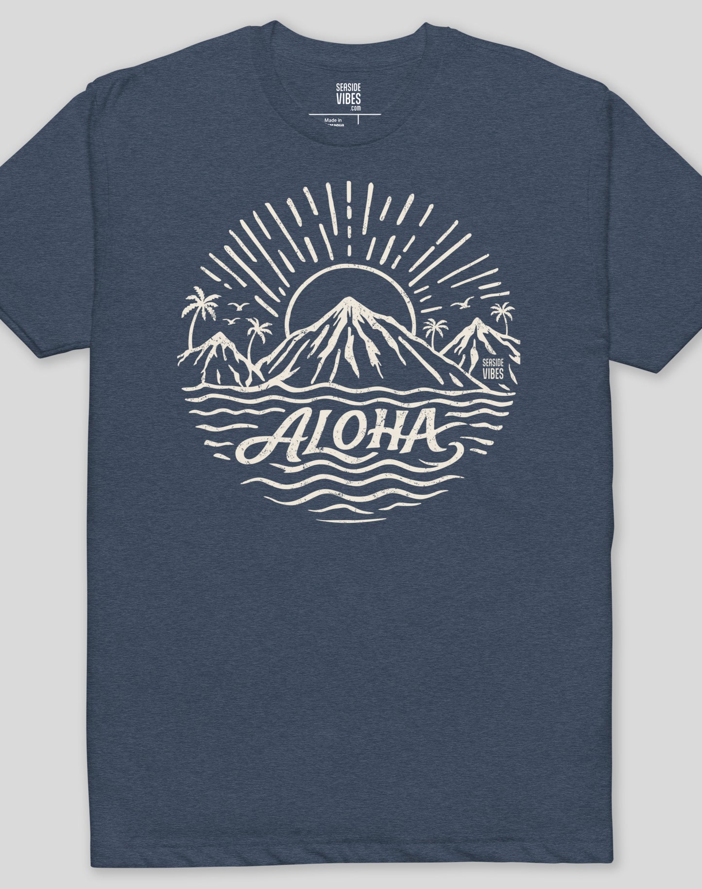 Hawaii Aloha Sunset Tee - Cotton Blend | Midnight Navy