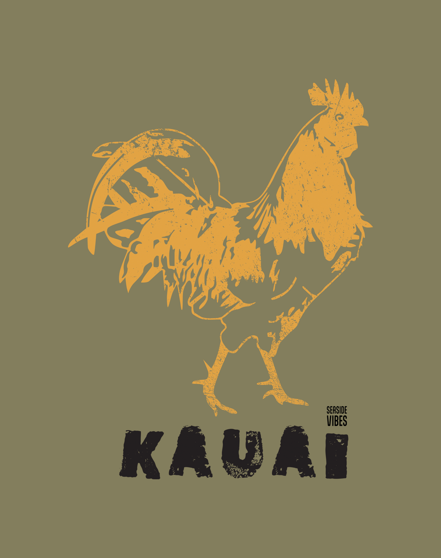 Kauai Locals Only Tee - Cotton Blend | Military Green