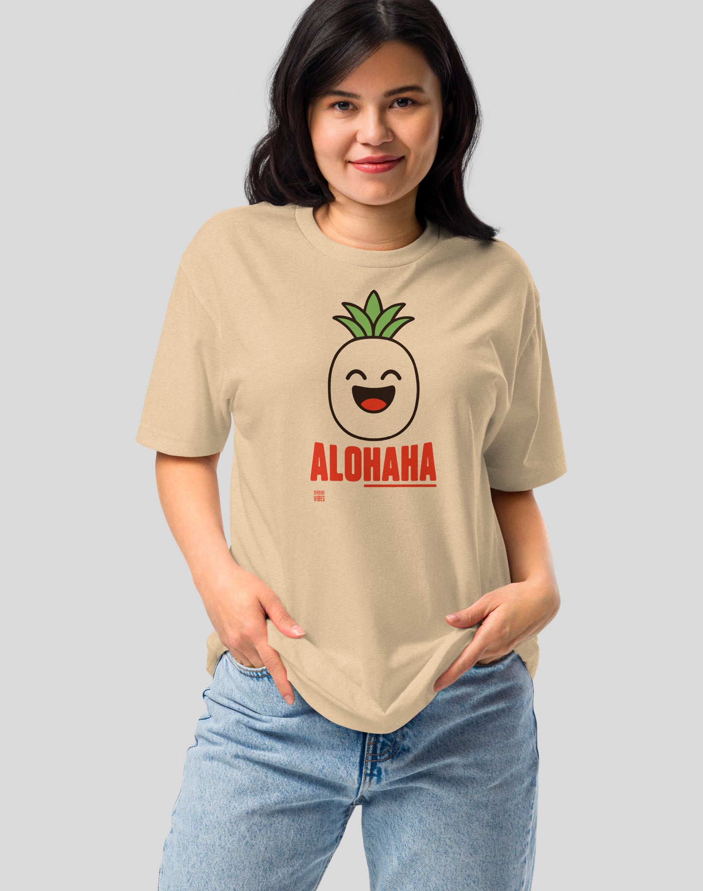 Hawaii AloHAHA Tee - Cotton Blend | Heather Tan