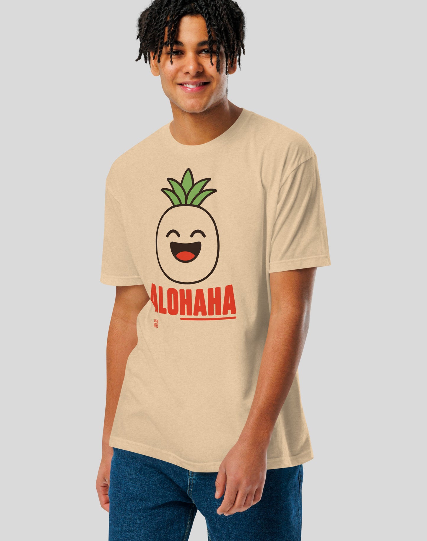 Hawaii AloHAHA Tee - Cotton Blend | Heather Tan