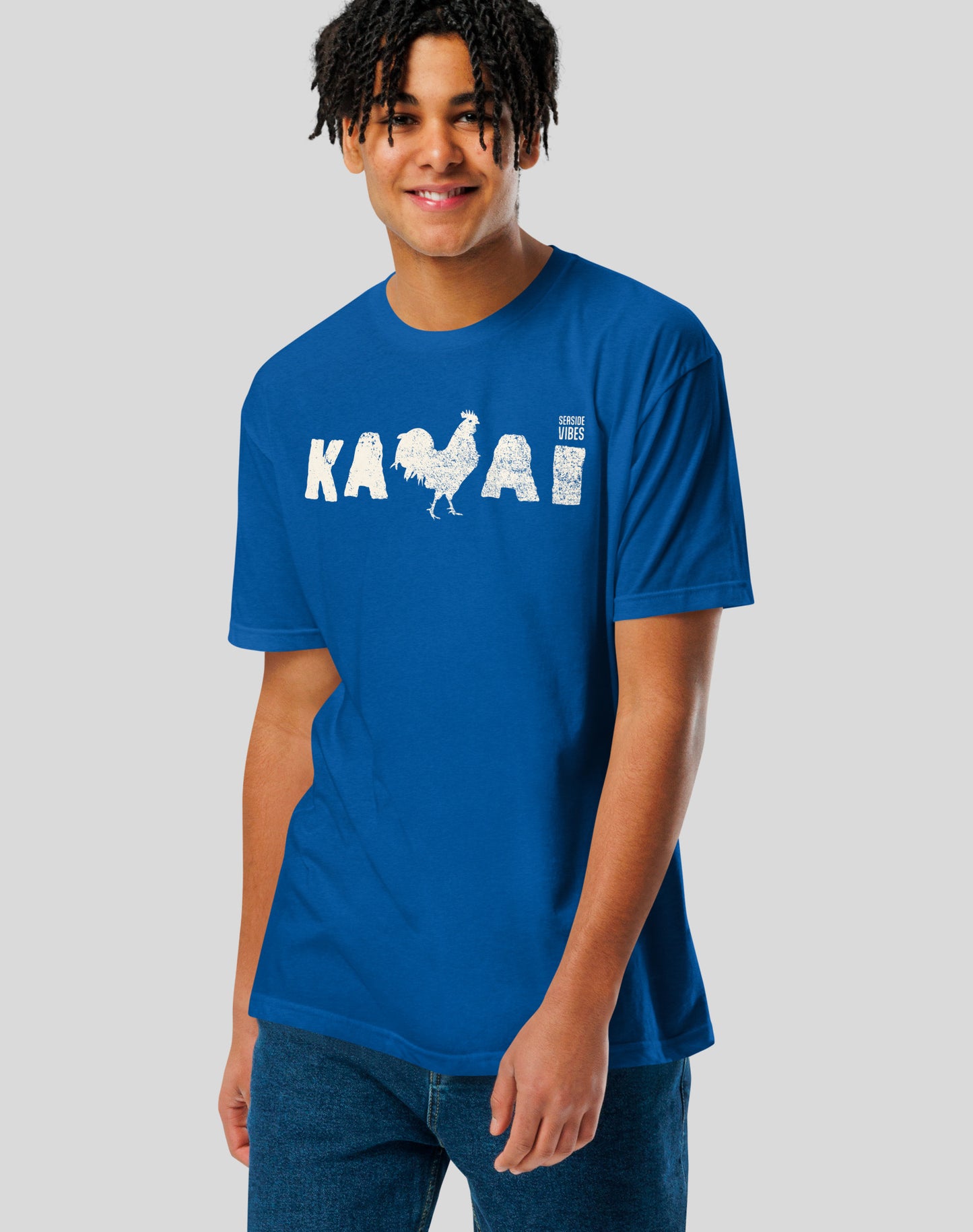 Kauai Rooster Tee - Cotton Blend | Royal