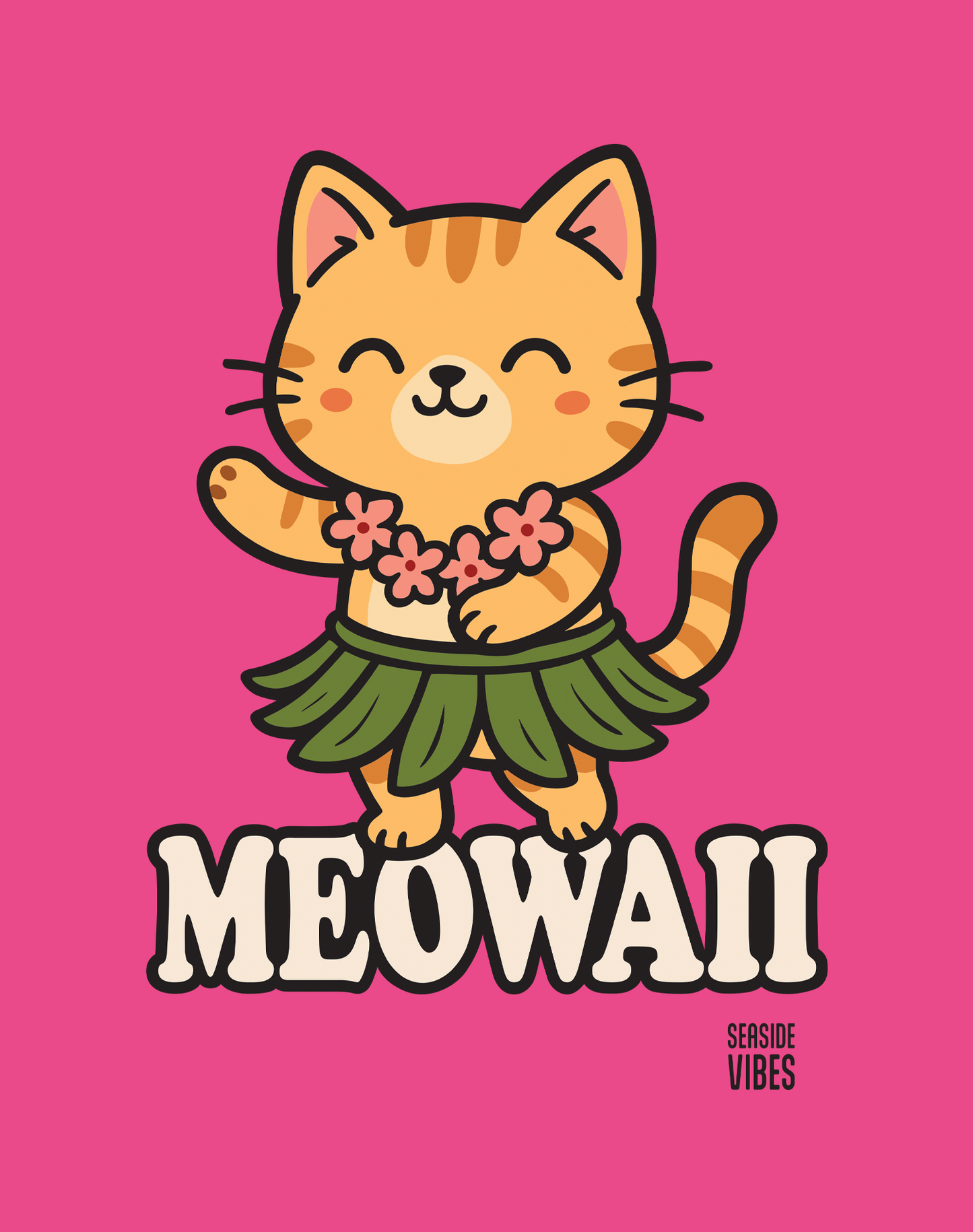 V-Neck: Meowaii Tee - Berry