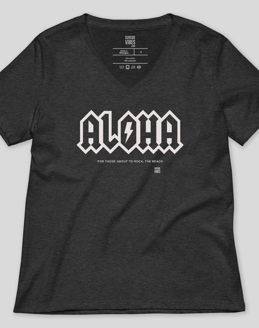 V-Neck: Aloha Rocks Tee - Dark Grey Heather