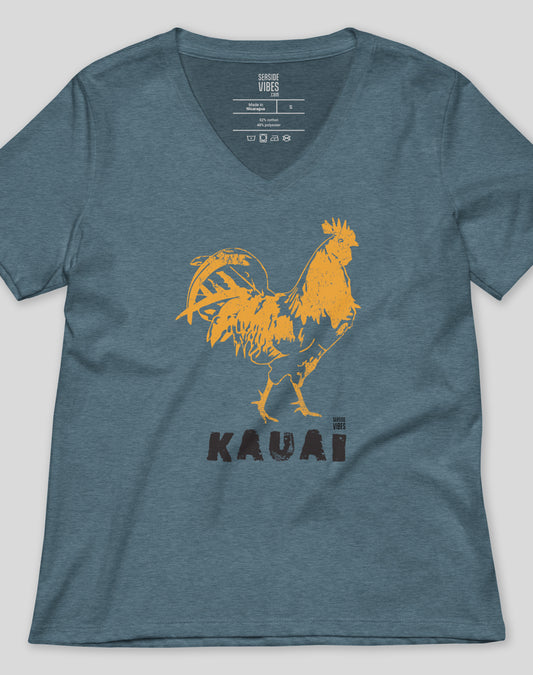 V-Neck: Kauai Locals Only Tee - Heather Slate