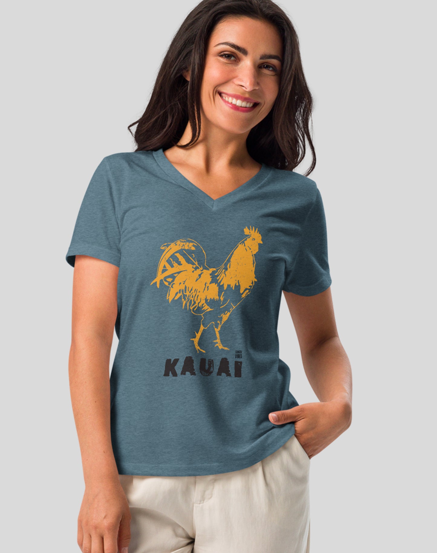 V-Neck: Kauai Locals Only Tee - Heather Slate