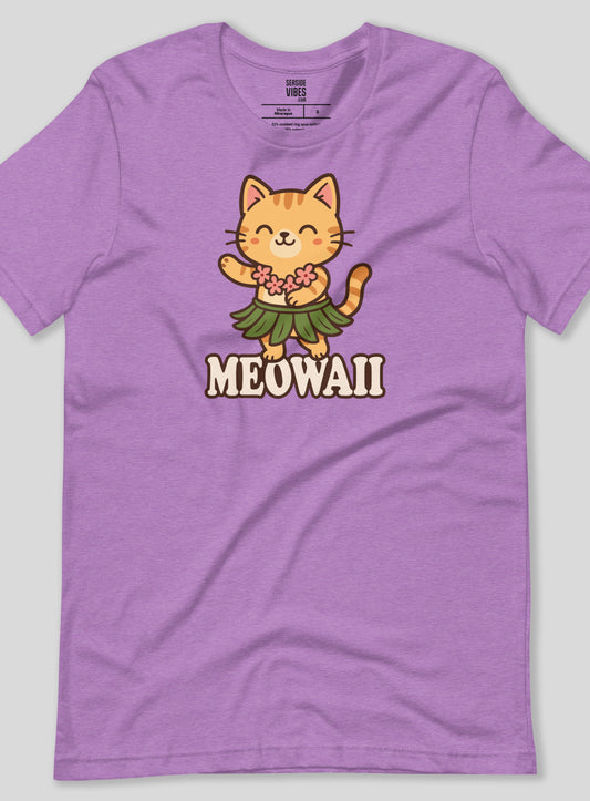 Unisex: Meowaii Tee - Heather Purple