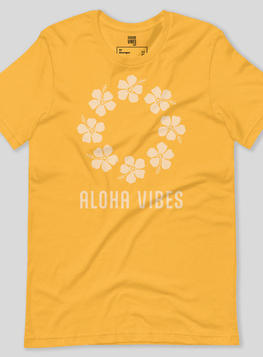 Unisex: Aloha Vibes Tee - Heather Yellow Gold