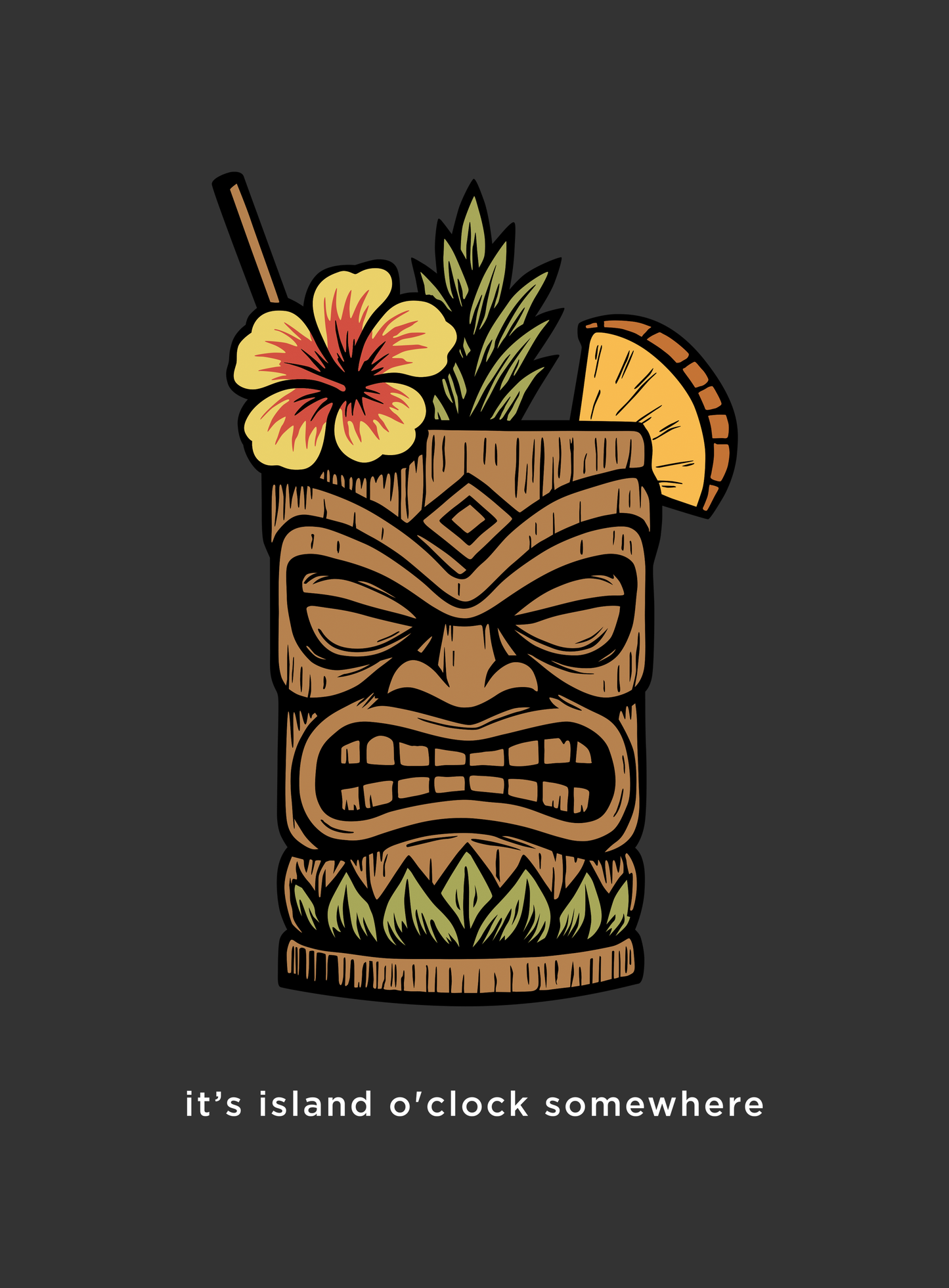 V-Neck: Island O'Clock Tee - Dark Grey Heather
