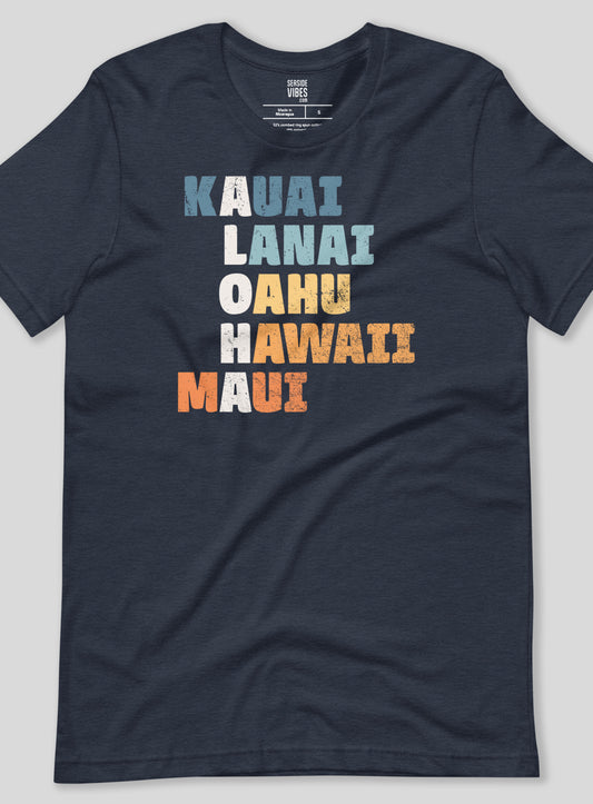 Unisex: ALOHA Tee - Heather Navy