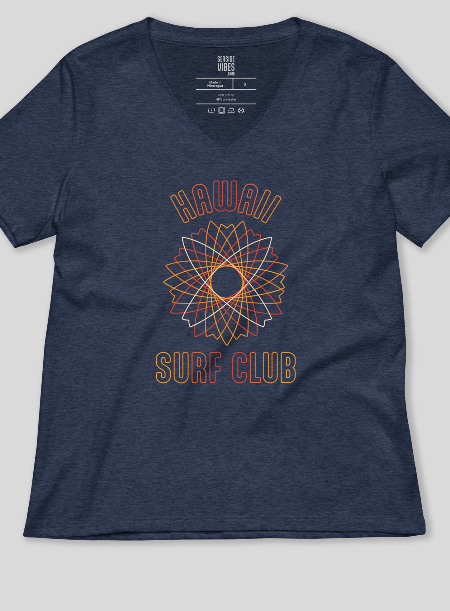 V-Neck: Hawaii Surf Club Tee - Heather Navy