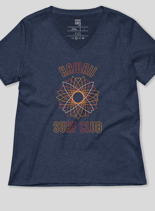 V-Neck: Hawaii Surf Club Tee - Heather Navy
