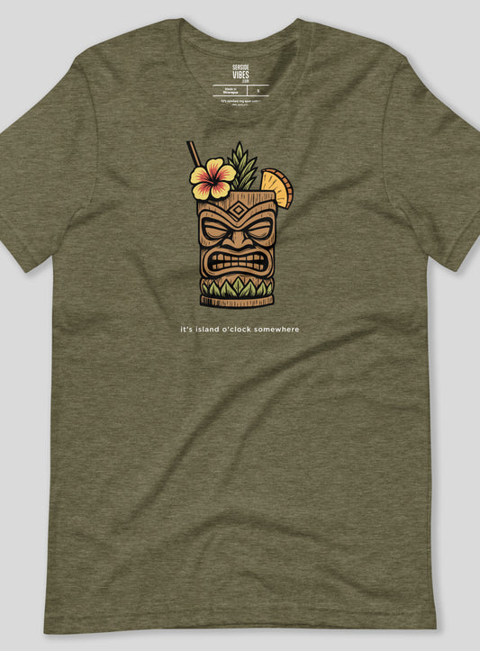 Unisex: Island O'Clock Tee - Heather Olive