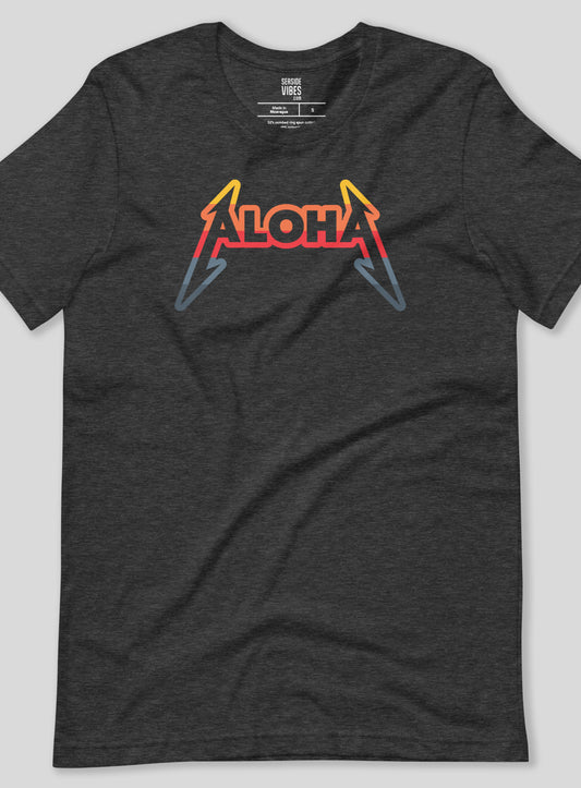 Unisex: Aloha Rocks Sunset Tee - Dark Grey Heather