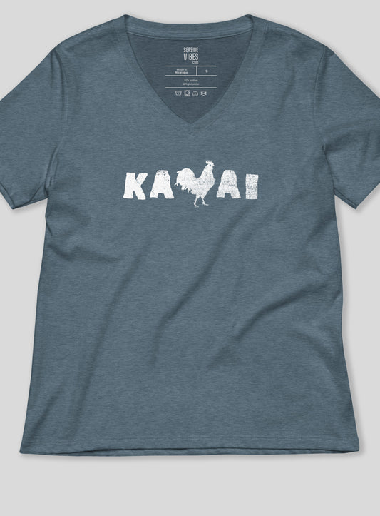 V-Neck: Kauai Rooster Tee - Heather Slate