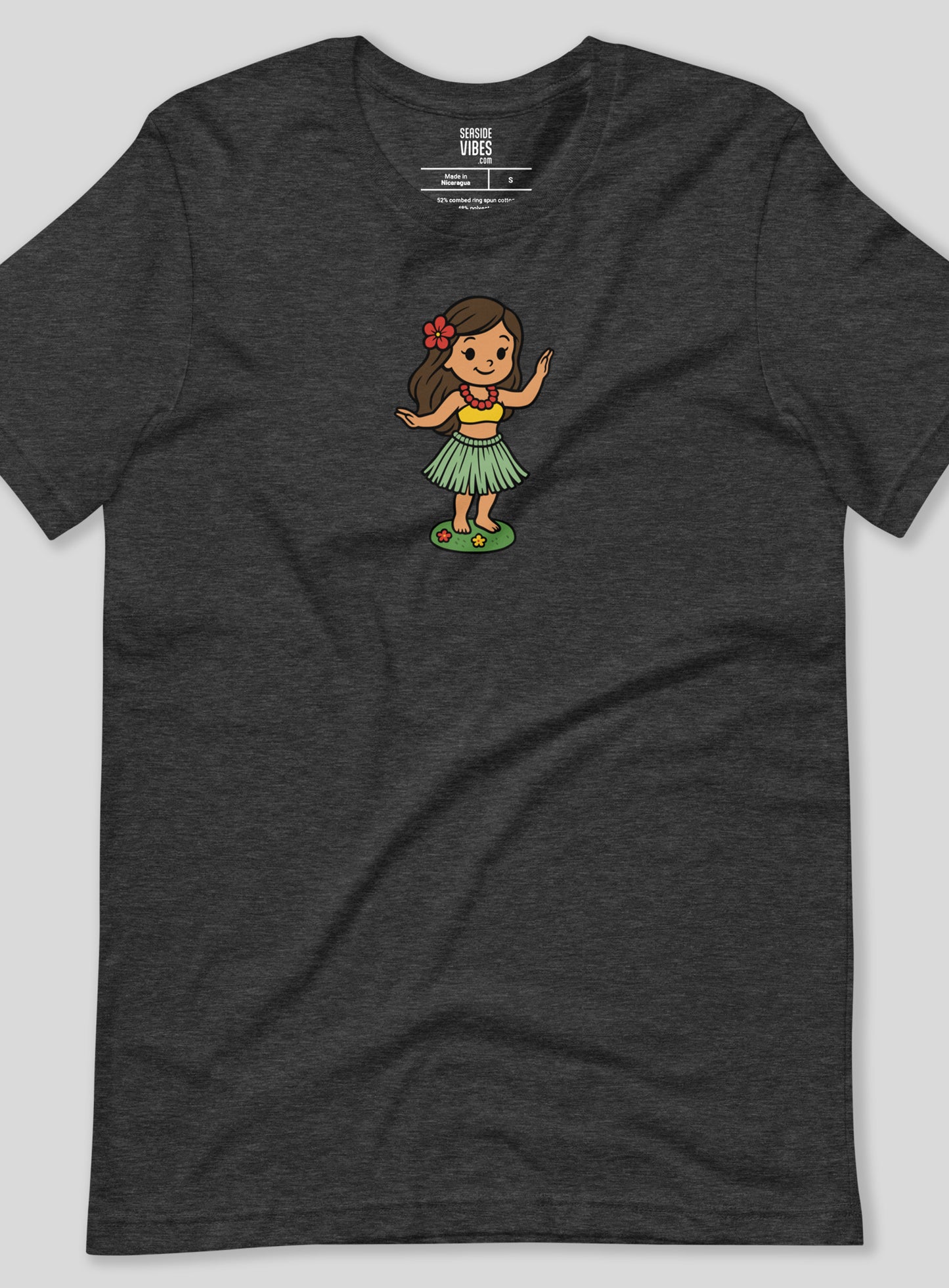 Unisex: Dashboard Hula Girl Tee - Dark Grey Heather