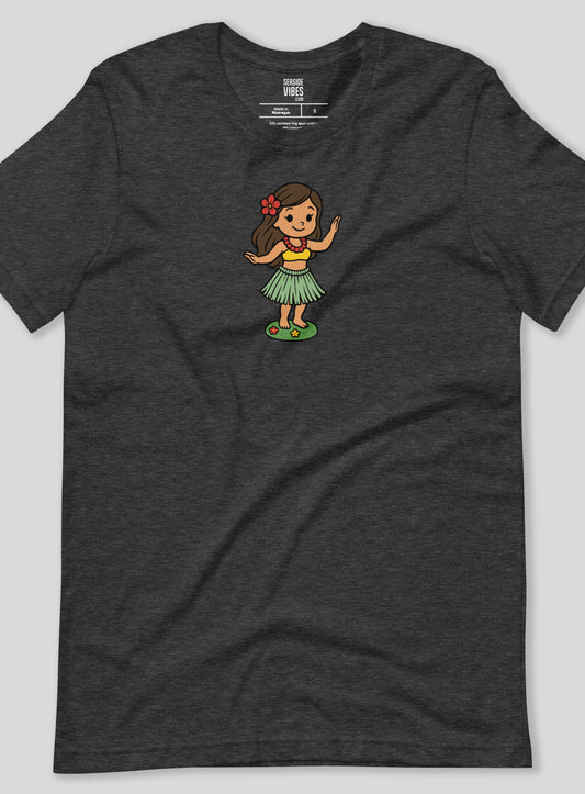 Unisex: Dashboard Hula Girl Tee - Dark Grey Heather