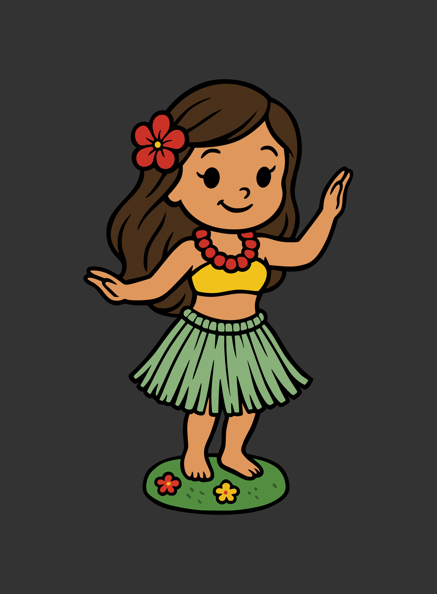 V-Neck: Dashboard Hula Girl Tee - Dark Grey Heather