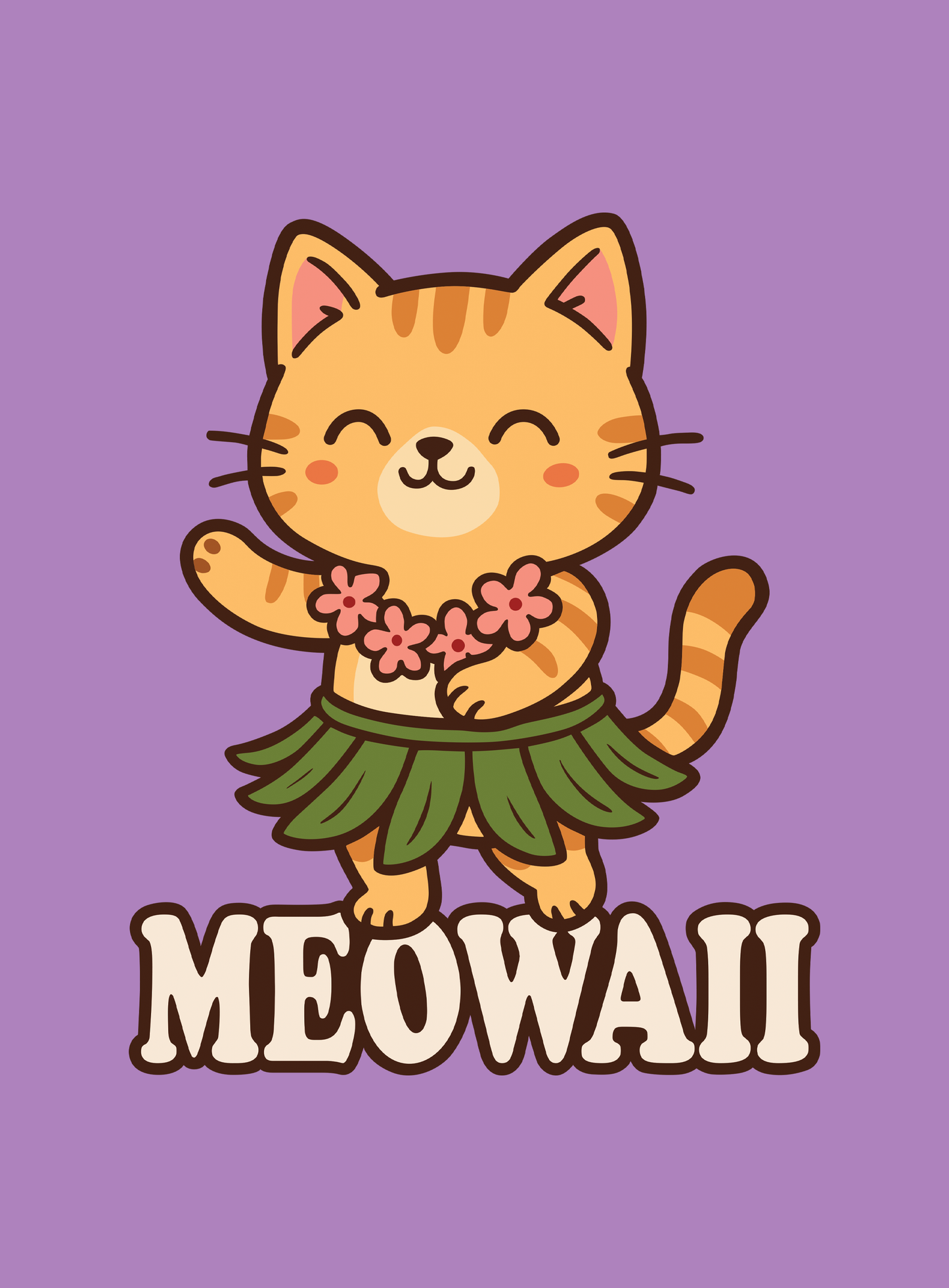 Unisex: Meowaii Tee - Heather Purple