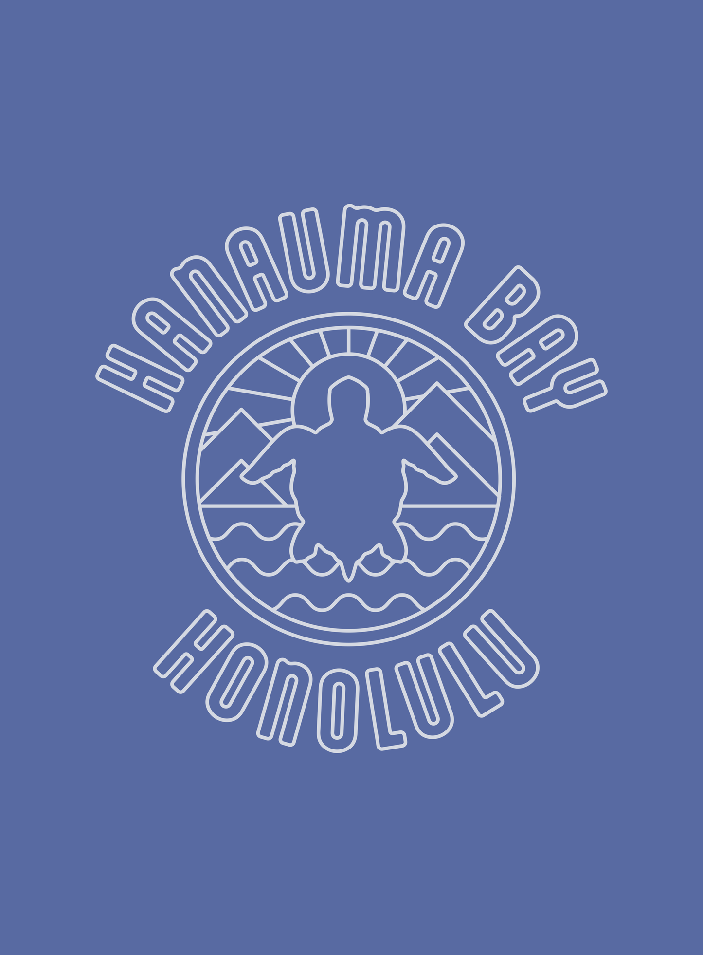 Unisex: Hanauma Bay Sunset Tee - Heather True Royal