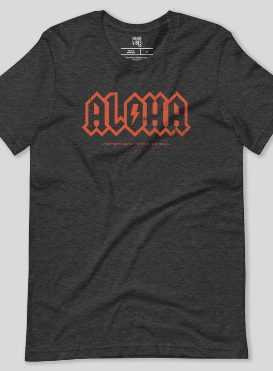 Unisex: Aloha Rocks Tee - Dark Grey Heather