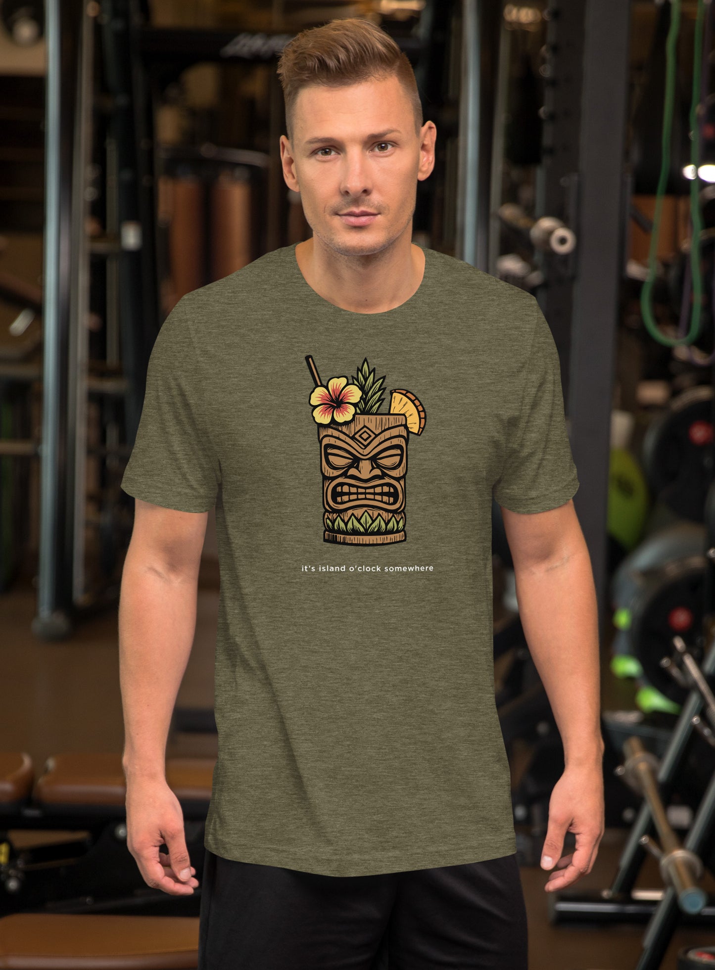 Unisex: Island O'Clock Tee - Heather Olive