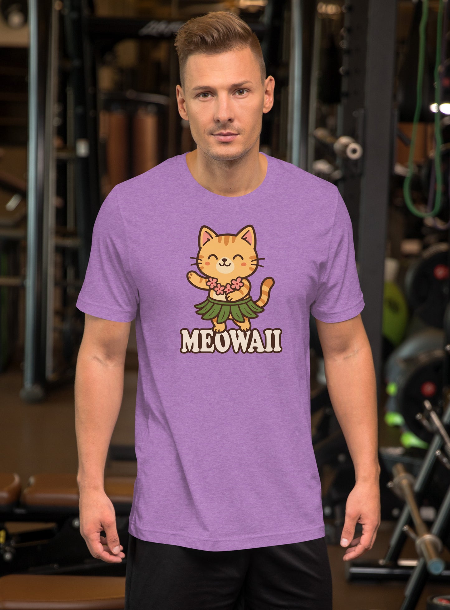 Unisex: Meowaii Tee - Heather Purple