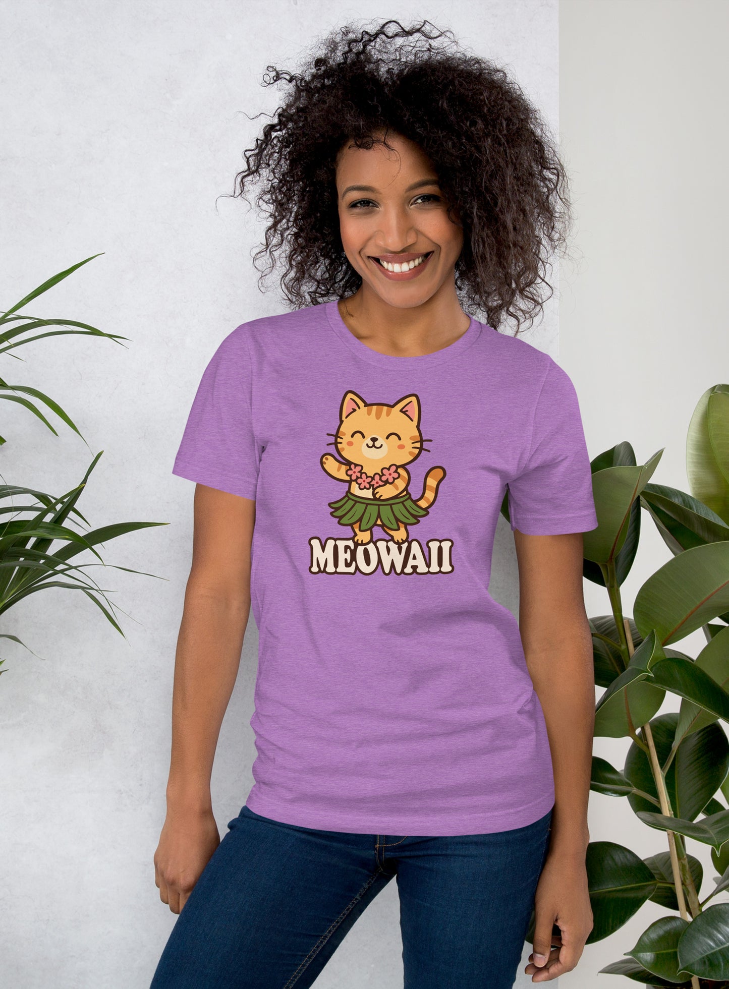Unisex: Meowaii Tee - Heather Purple