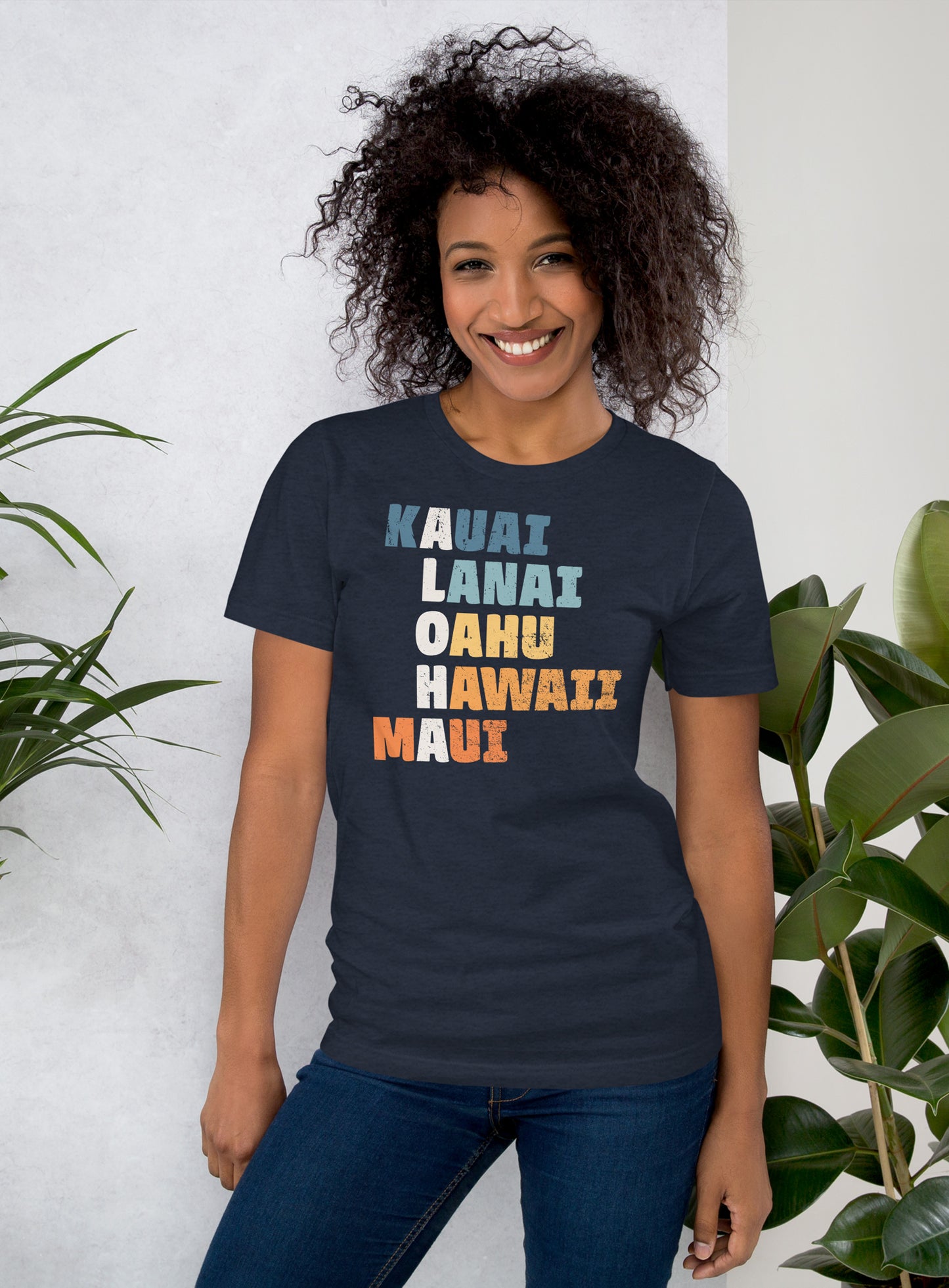 Unisex: ALOHA Tee - Heather Navy