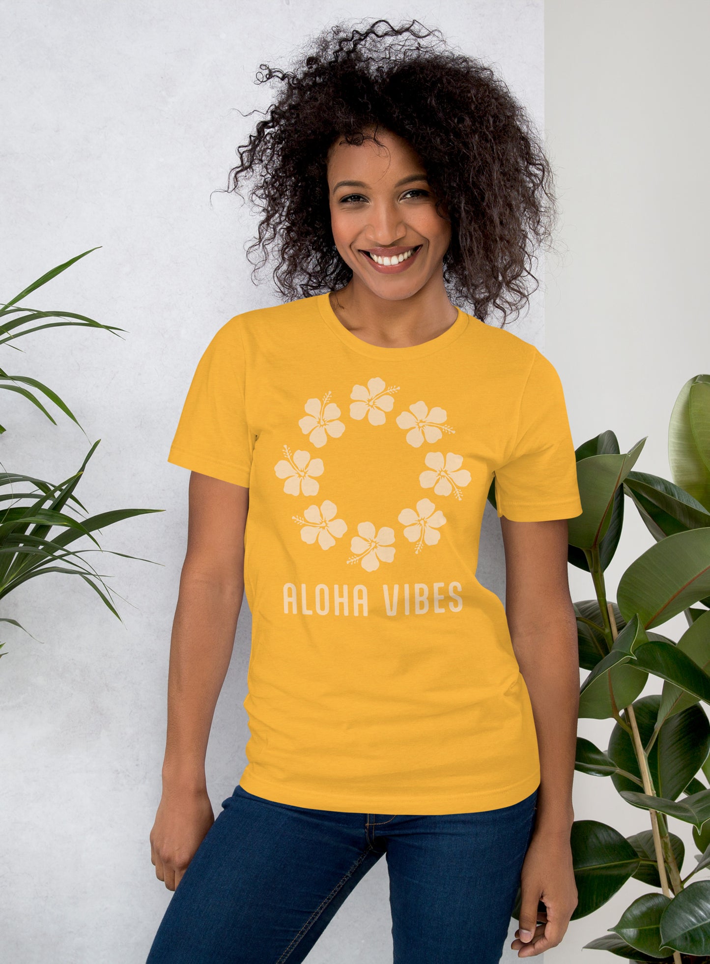 Unisex: Aloha Vibes Tee - Heather Yellow Gold