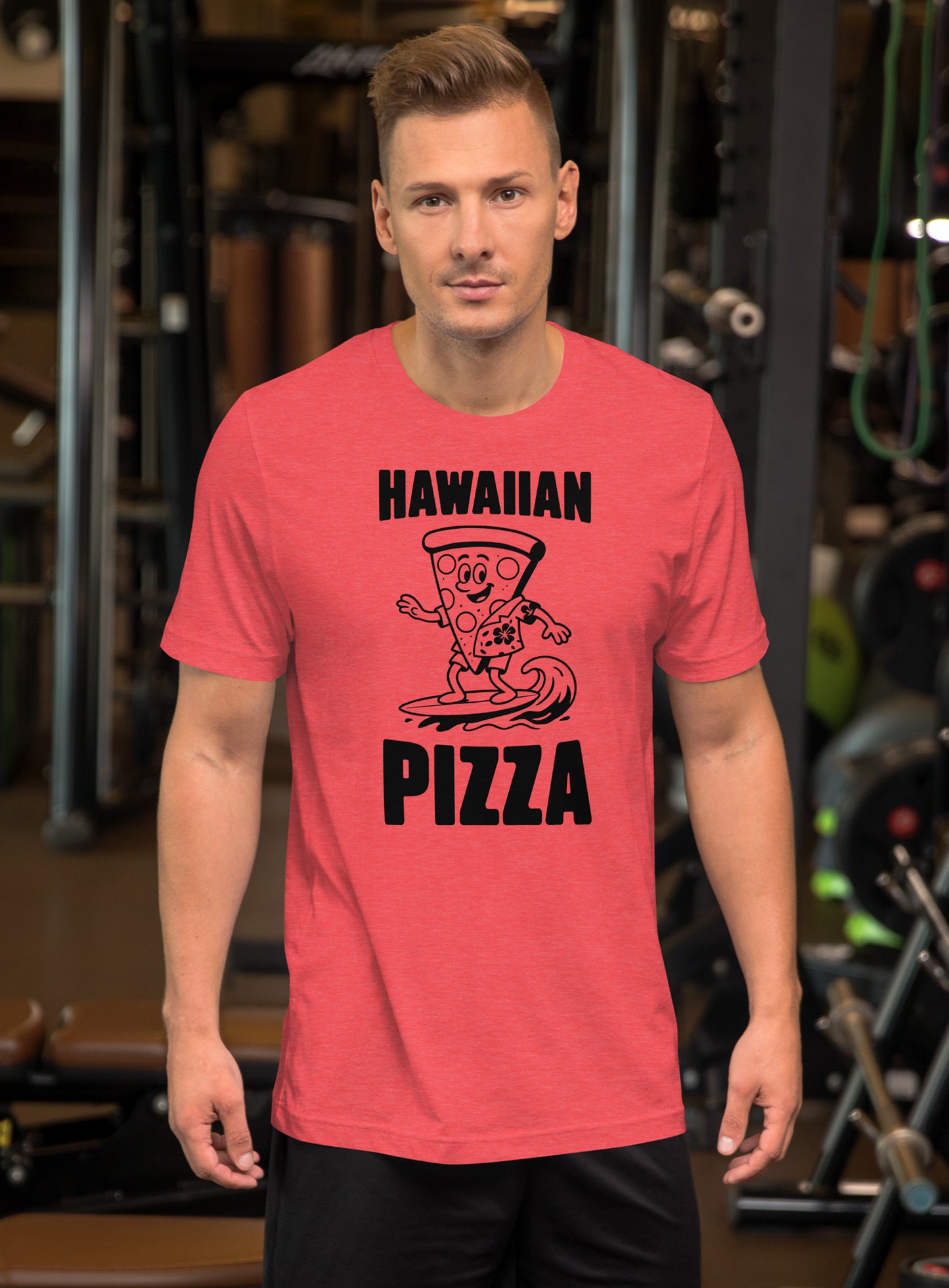 Unisex: Hawaiian Pizza Tee - Heather Red