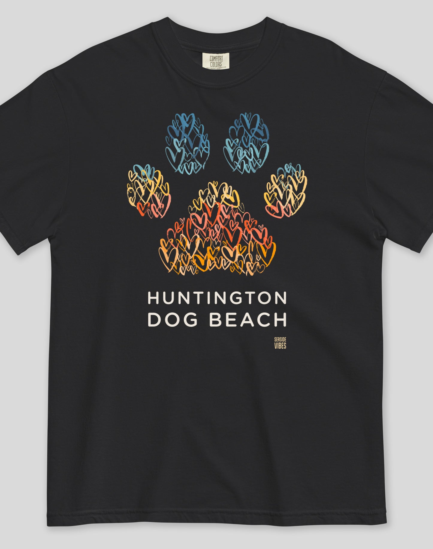 Unisex: Huntington Dog Beach Tee - 100% Cotton | Black