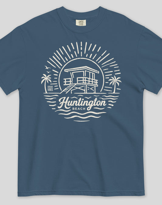 Unisex: Huntington Beach Sunrise Session Tee - 100% Cotton | Midnight